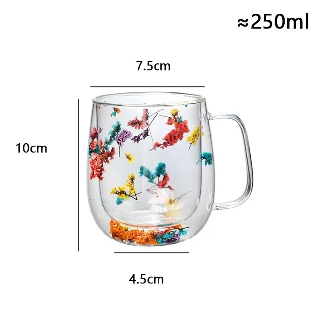 Becher GLAS Doppelwand Blüte