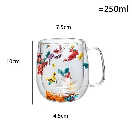 Becher GLAS Doppelwand Blüte